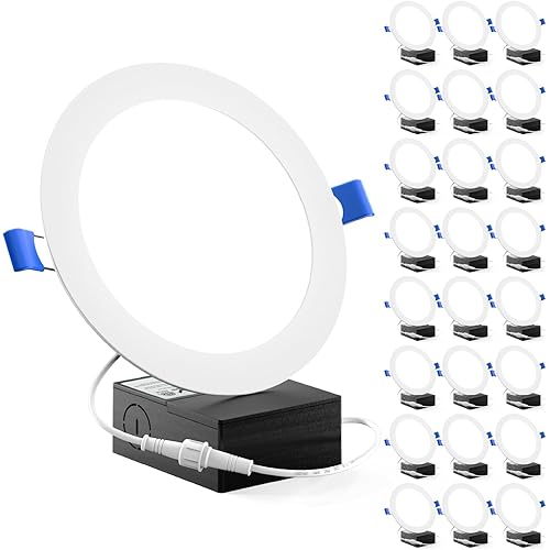 Sunco 24 Pack Recessed Lighting 6 Inch LED, Canless Ceiling Lights Slim with Junction Box, 850 LM, 14W (100W Equivalent), 3000K Warm White, Dimmable, Wafer Thin, 50000 Lifetime Hours ETL