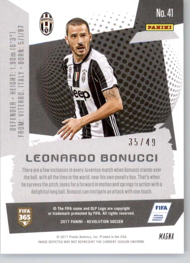 2017 Panini Revolution Magna #41 Leonardo Bonucci SER/49 Juventus Official Soccer Card in Raw (NM or Better) Condition