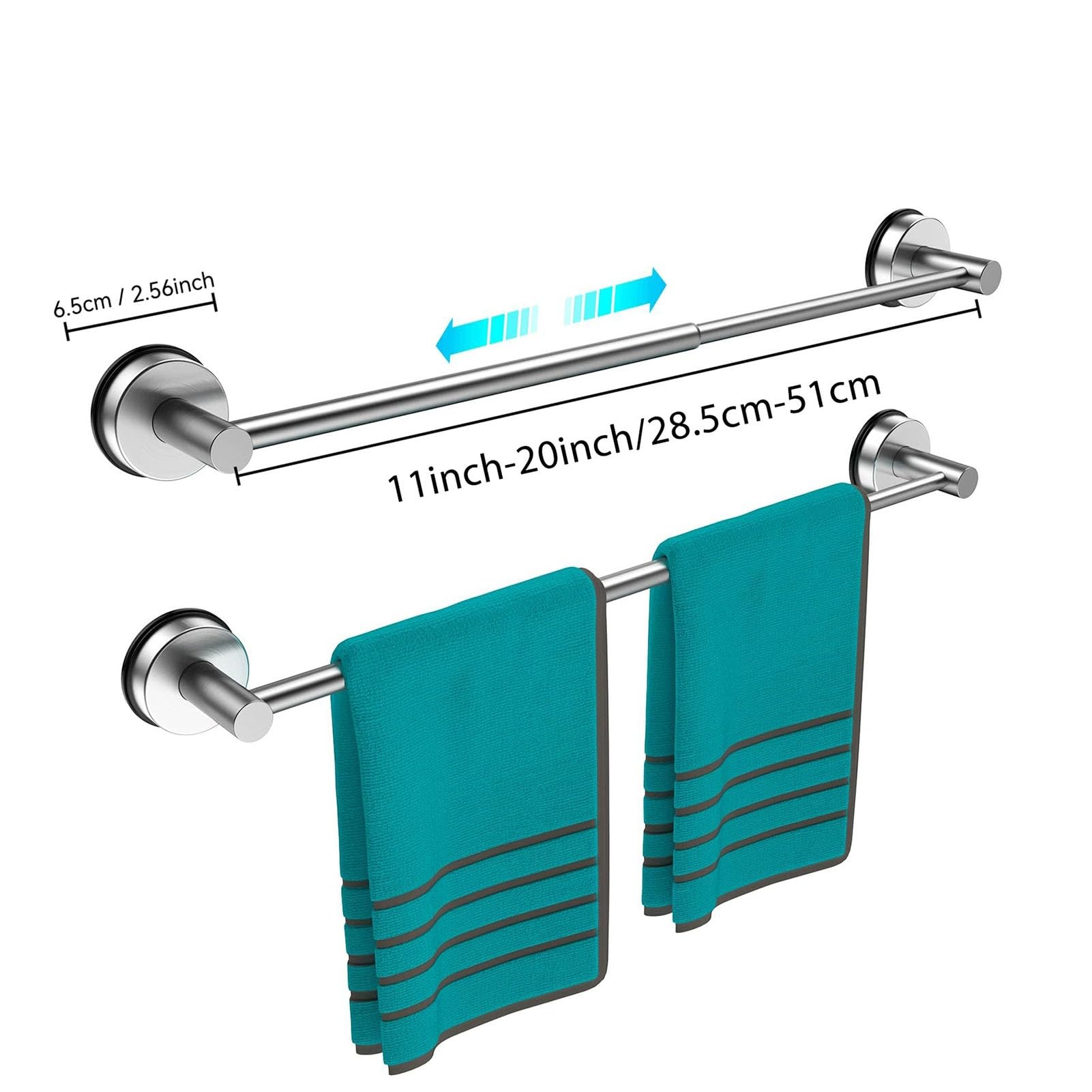 Toallero Telescópico Baño Barra Ajustable Acero | Inoxidable Colgar Toallas Organizar Ropa,Barra Pared para Baño Cocina(Negro)