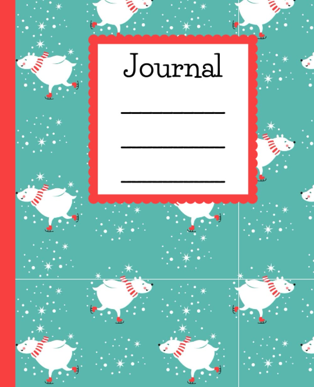 Skating Polar Bear Journal: Diary - Notebook - Ruled - 7.5" x 9.25' - 120 Pages