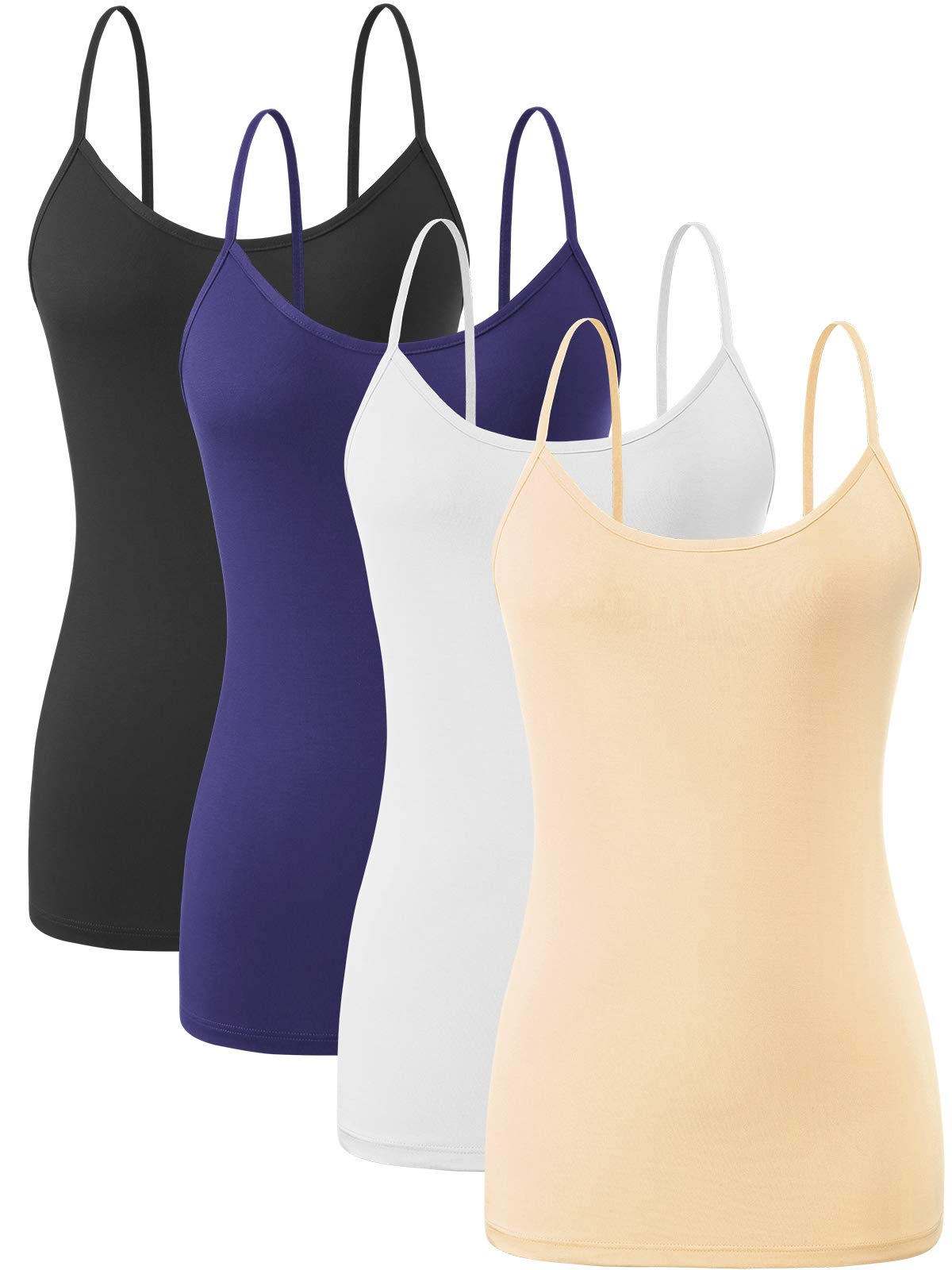 Orrpally Basic Cami Tank Tops Women Lightweight Camisole Stretch Tank Top Adjustable 4-Pack