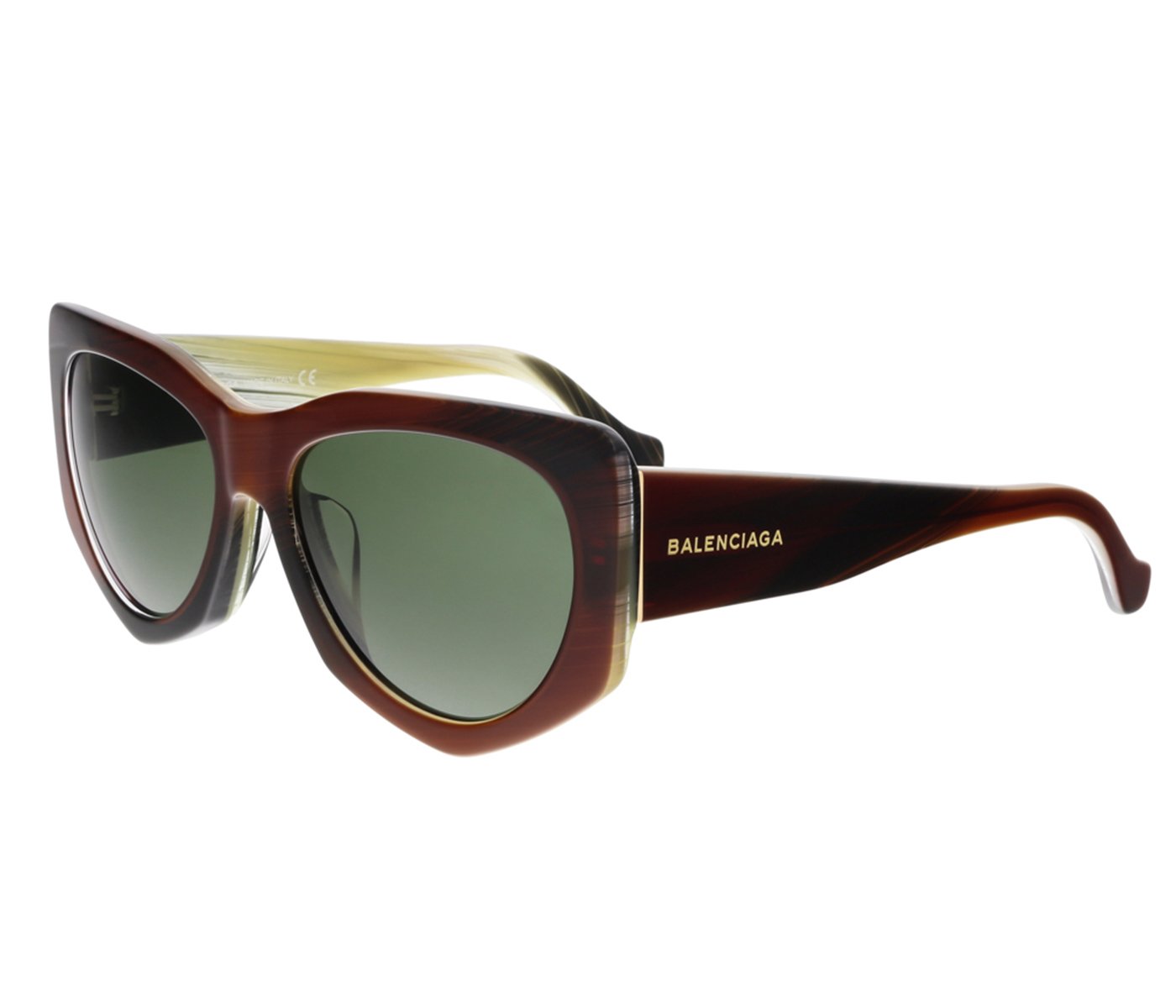 Balenciaga BA0018-F - 47N SUNGLASSES light brown Frame w/green Lens 58mm