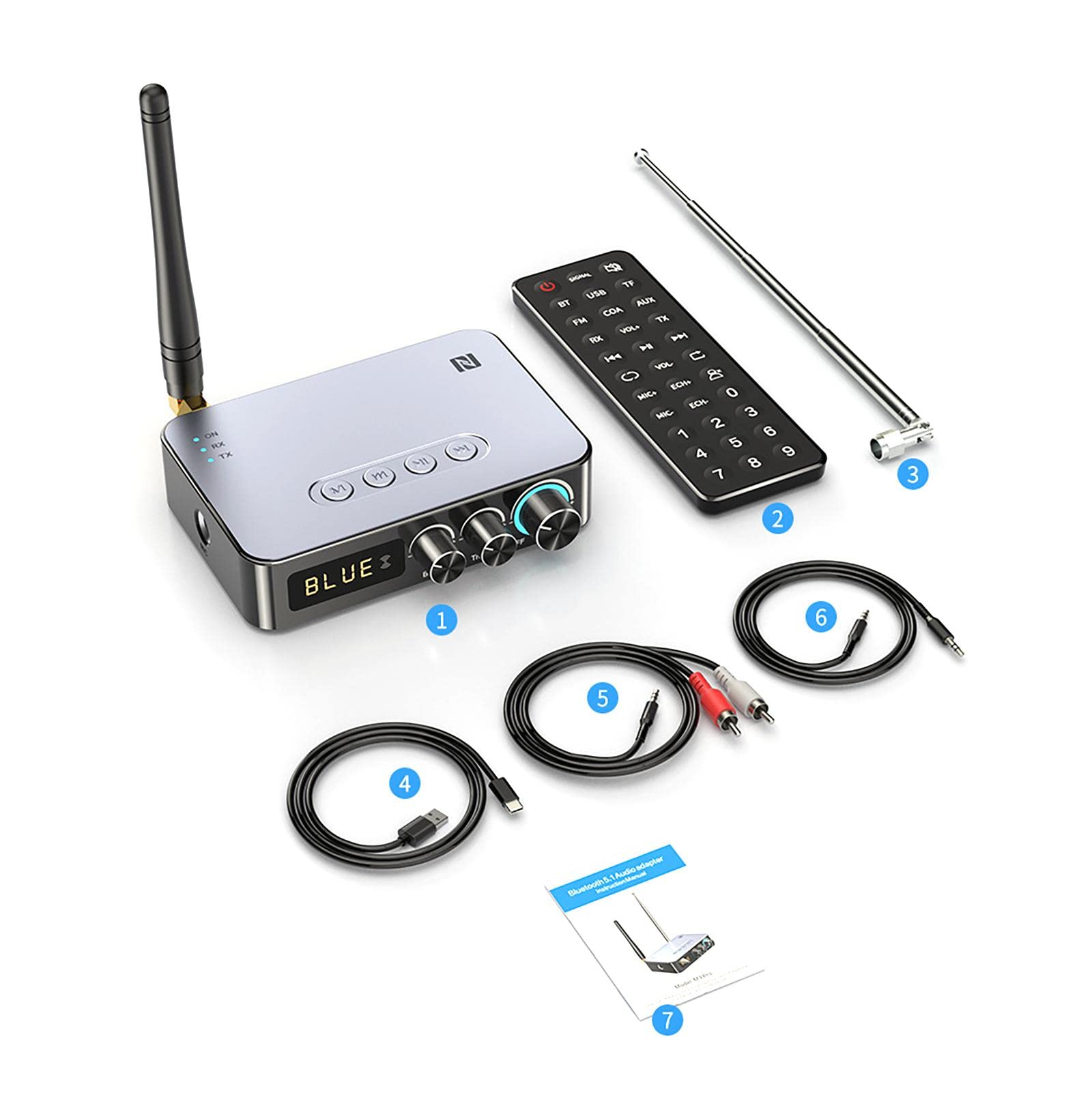 TECKEEN Bluetooth 5.1 NFC Émetteur Récepteur Adaptateur Bluetooth Audio Adaptateur 3.5mm USB HiFi Stéréo Musique
