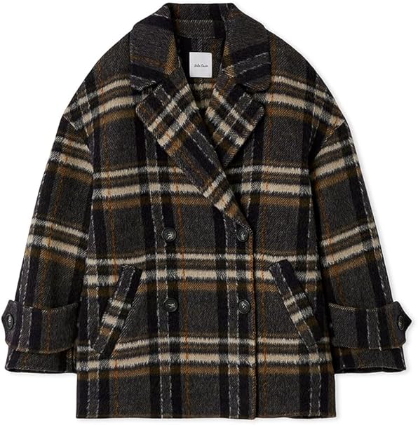 Amazon.co.jp: woolコクーンシルエットピーコート 09WFC254110 CHECK 1