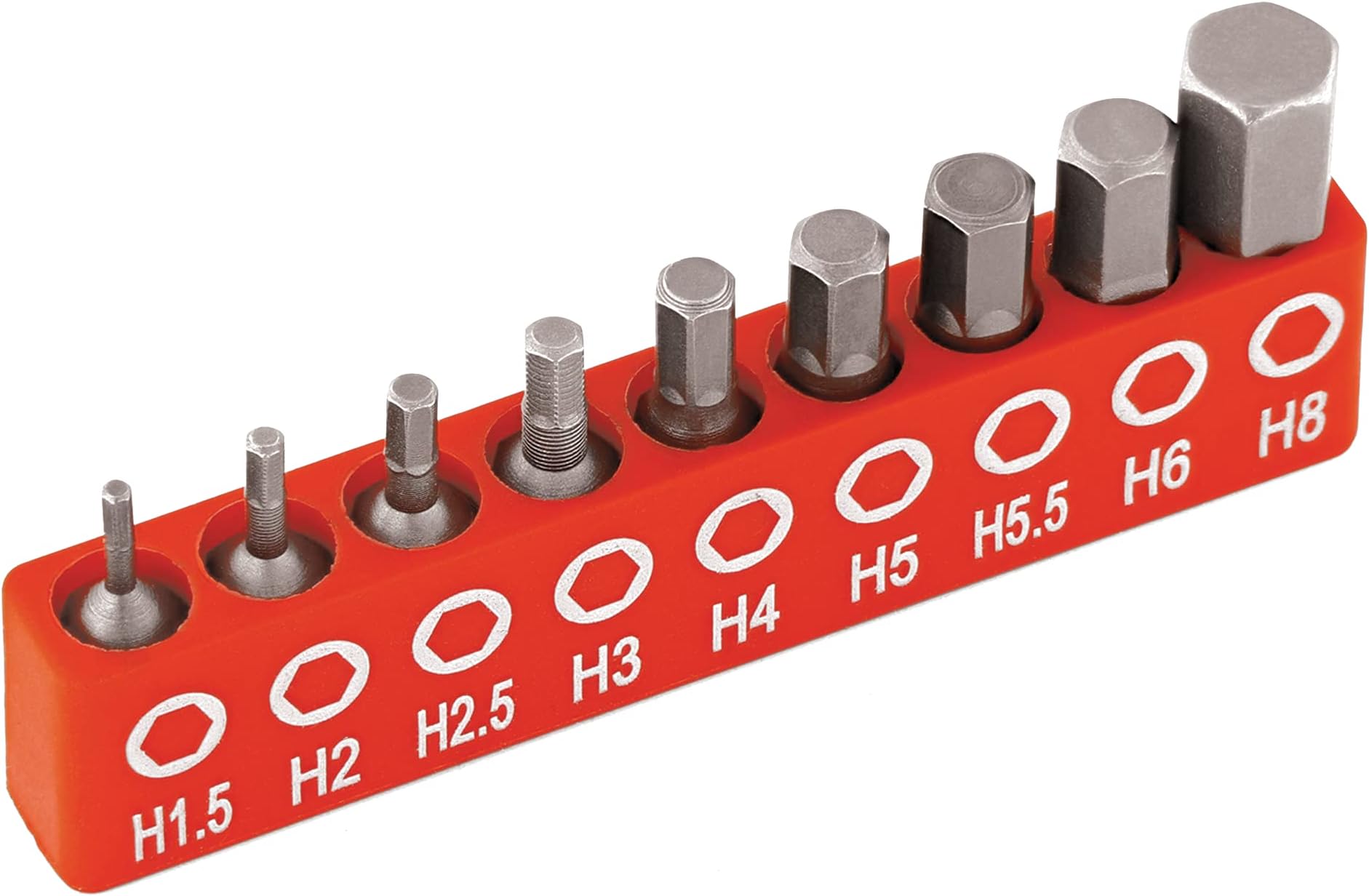Hex Bit Set Metric 9PC With Rail - Allen Wrench Bit Set 1.5mm - 8mm - Perfect for Automotive, Bike, Bicycle, Appliance Repair - Ram Pro