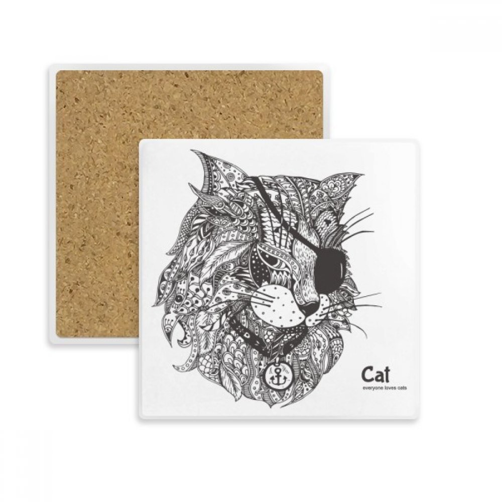 Coaster absorbant contre les taches de verre, motif Peinture Humaine Chat