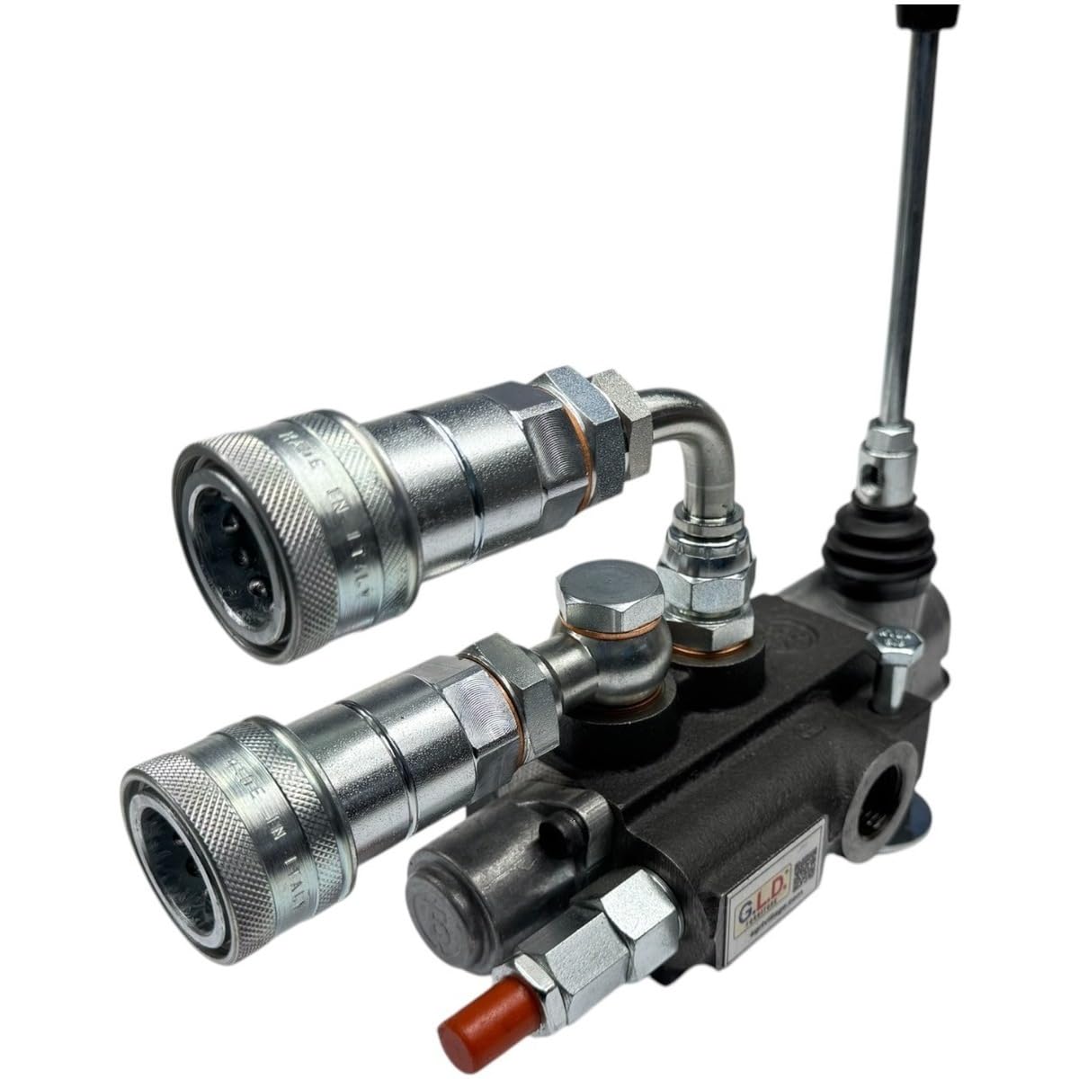 Distribuidor hidráulico para tractor, 1 palanca doble efecto 3/8", 45 litros, 300 bar, con acoplamientos rápidos, adaptador de 90 grados y tornillos de fijación