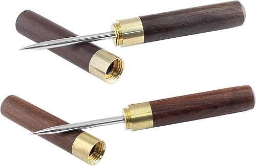 Zorfeter Palillos de hielo de 6.8 pulgadas, trituradora de hielo portátil de acero inoxidable con mango de madera y cubierta de seguridad, para