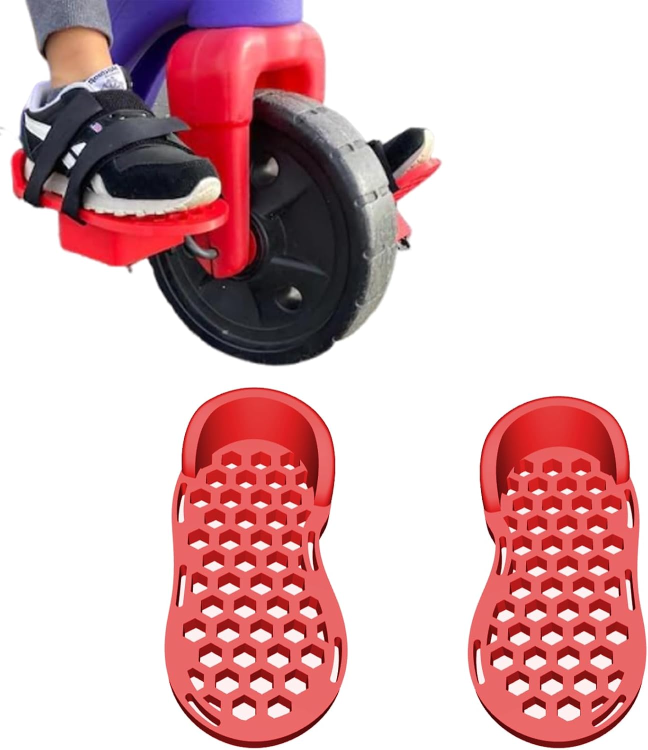 Tricycle Pedal, Secure Foot Support Adjustable Straps, Works with Pedal Spacers, Easy Install Remove