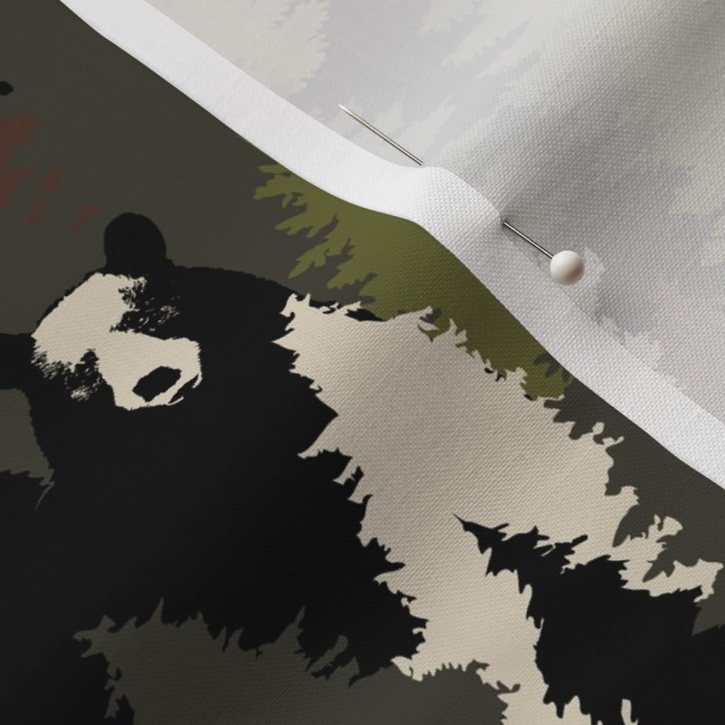 Spoonflower Fabric - Bears Camouflage Forest Bear Black Brown Woods Woodland Wilderness Printed on Petal Signature Cotton Fabric by The Yard - Sewing Quilting Apparel Crafts Decor