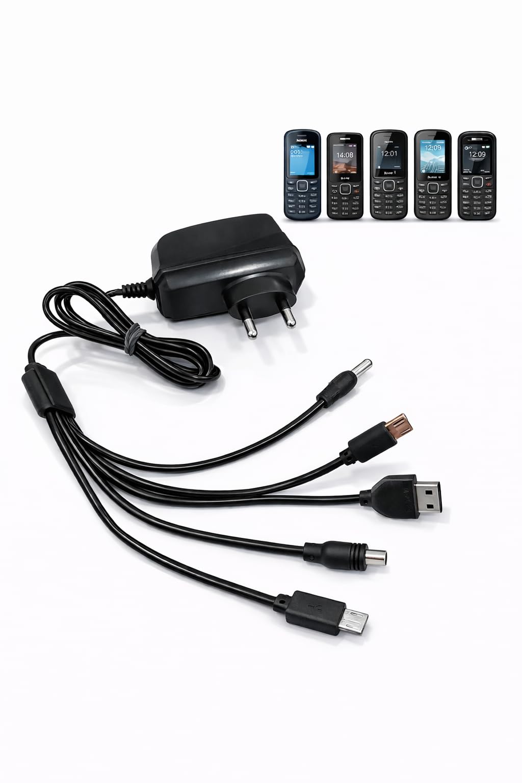 5-in-1 Multi Charger with Cable for Keypad Phones (Black) | Universal 5 Pin Basic Mobile Charger | Only for Keypad Phones | Durable & Safe Charging | 3 Months Warranty | Not Type-C PiN,-image-34