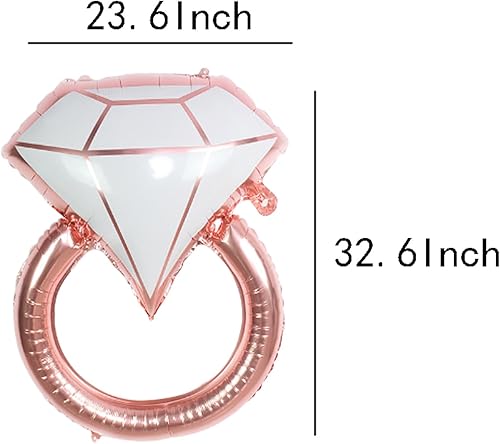 Miniatura 2 de 2 globos de aluminio con anillo de diamantes, suministros de fiesta de aniversario de compromiso grande