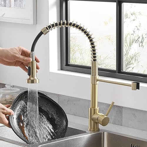 Miniatura 5 de Grifos de cocina con aspersor extraíble y asistencia inteligente táctil para lavaplatos, de acero inoxidable y níquel cepillado