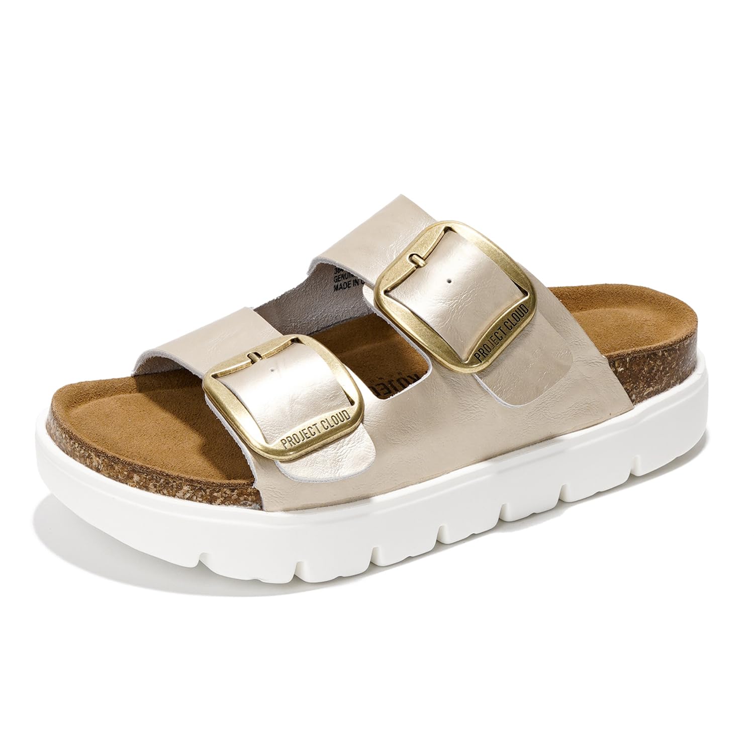 Project Cloud Genuine Leather Platform Sandals Women Footwear - Wedge Chunky Sandals Womens sandals with Memory Foam Insole and Cork Footbed (Greece Chunky)