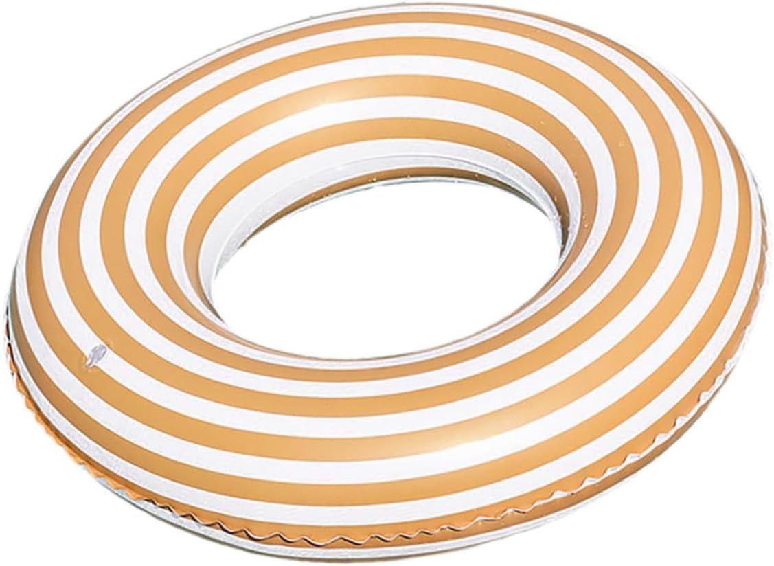 Inflatable PVC Swim Ring for Ages 2-4, Orange Striped 60# Thickened Floating Swimming Pool, Safe Water Flotation Device for Beach and Pool Fun