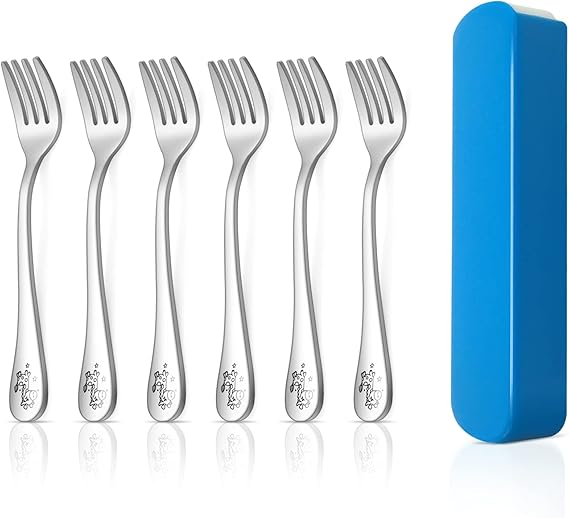 HaWare Toddler Fork, 6 Pcs Stainless Steel Kids Forks Set, Small Metal