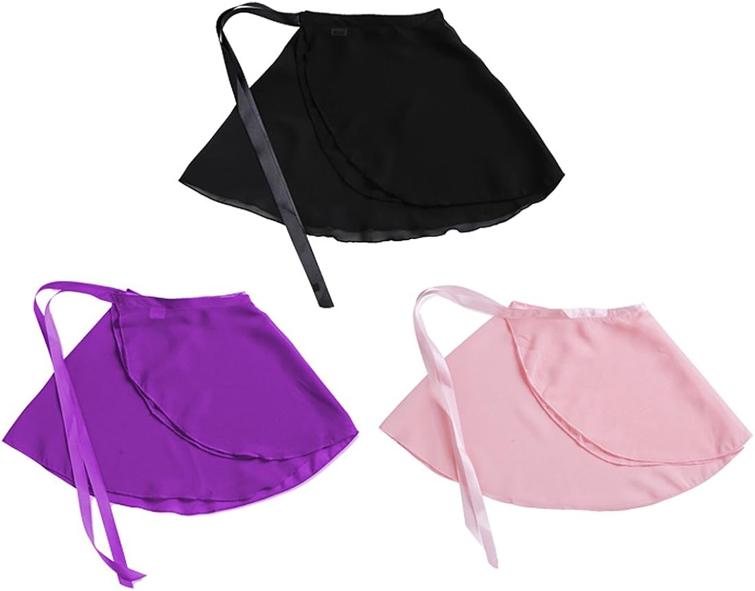 kilofly 3pc Girls Ballerina Sheer Wrap Ballet Tutu Dress Dance Skirts Value Pack