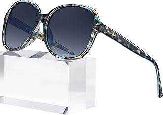 CarfiaAcetate Polarized Sunglasses for Women UV Protection Retro Trendy Big Sunnies CA2024 Blue