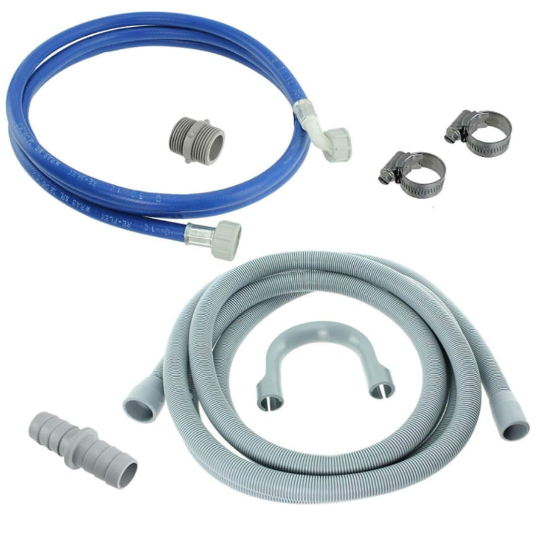 Utiz Blue Universal Cold Water Fill Long 2.5M Inlet Pipe + 2.5M Drain Hose Extension Kit