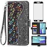 Asuwish Phone Case for Samsung Galaxy S6 Edge Plus Wallet Cover with Screen Protector and Flip Credi