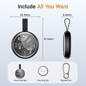 2025 New Air Tracker Tags-4 Pack Compatible with Apple Find My (iOS Only), Bluetooth Tracker Smart Tag Waterproof Key Finder Item Locator Worldwide Tracking for Keys, Wallet, Luggage, Pets