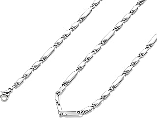 3mm Silver Stainless Steel Diamond-cut Rhombus Chain Necklace for Men