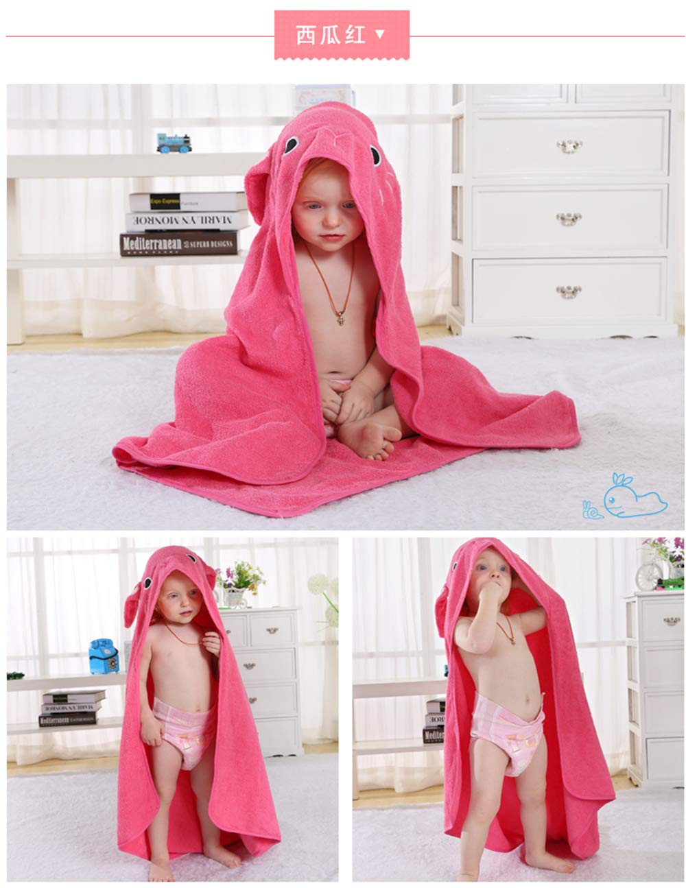 BaronHong 100% Coton Capuche Mignonne Forme de Bande dessinée Animale Unisexe-bébé Cape de Bain