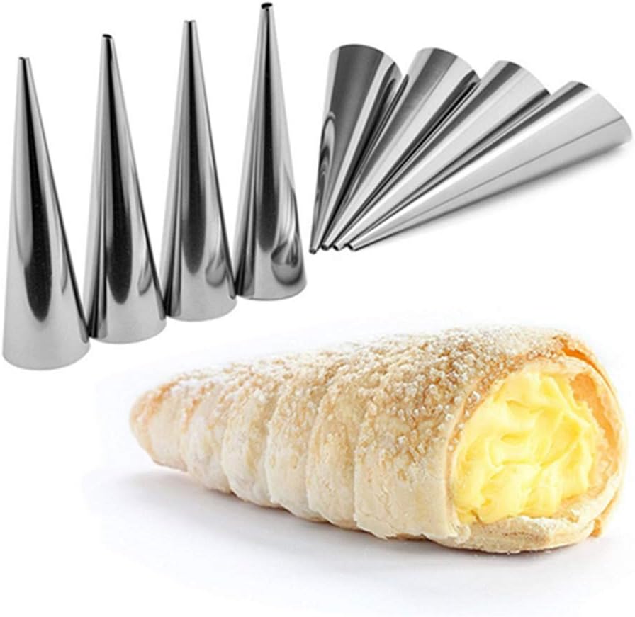 Tebery 30 Pcs Lady lock forms,Stainless Steel Pastry Cream Horn Molds,Free Standing Cone Shape