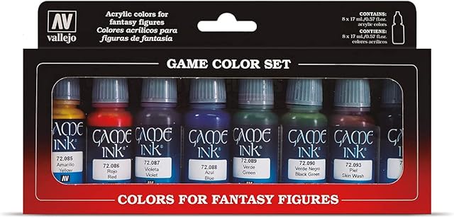 Vallejo Game Color Games Ink Acrylic Paint Set - Assorted Colours (Pack of 8),Green,17 ml (Pack of 8)