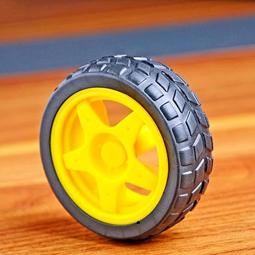 Miniatura 11 de 4PCS 2.559 in TT Motor Wheels Smart Car Chassis Robot Control remoto Ruedas de coche (negro)