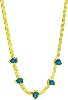 Women's chain - a timeless vintage choker necklace made of 316L stainless steel, fitted with a water drop shape with a sparkling zircon crystal necklace for women