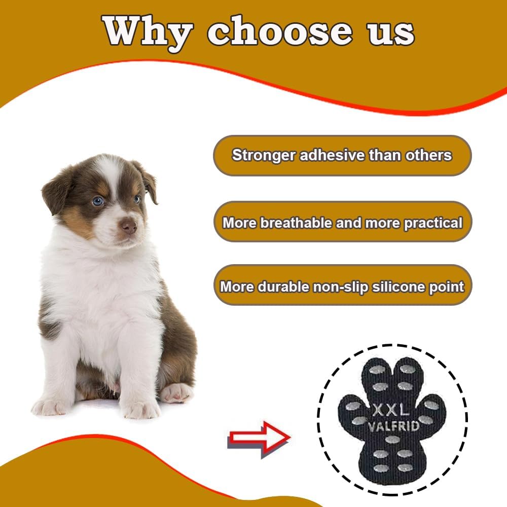Dog Paw Protector Anti-Slip Grips to Keeps Dogs from Slipping On Hardwood Floors,Disposable Self Adhesive Resistant Dog Shoes Booties Socks Replacement S 40 Pieces