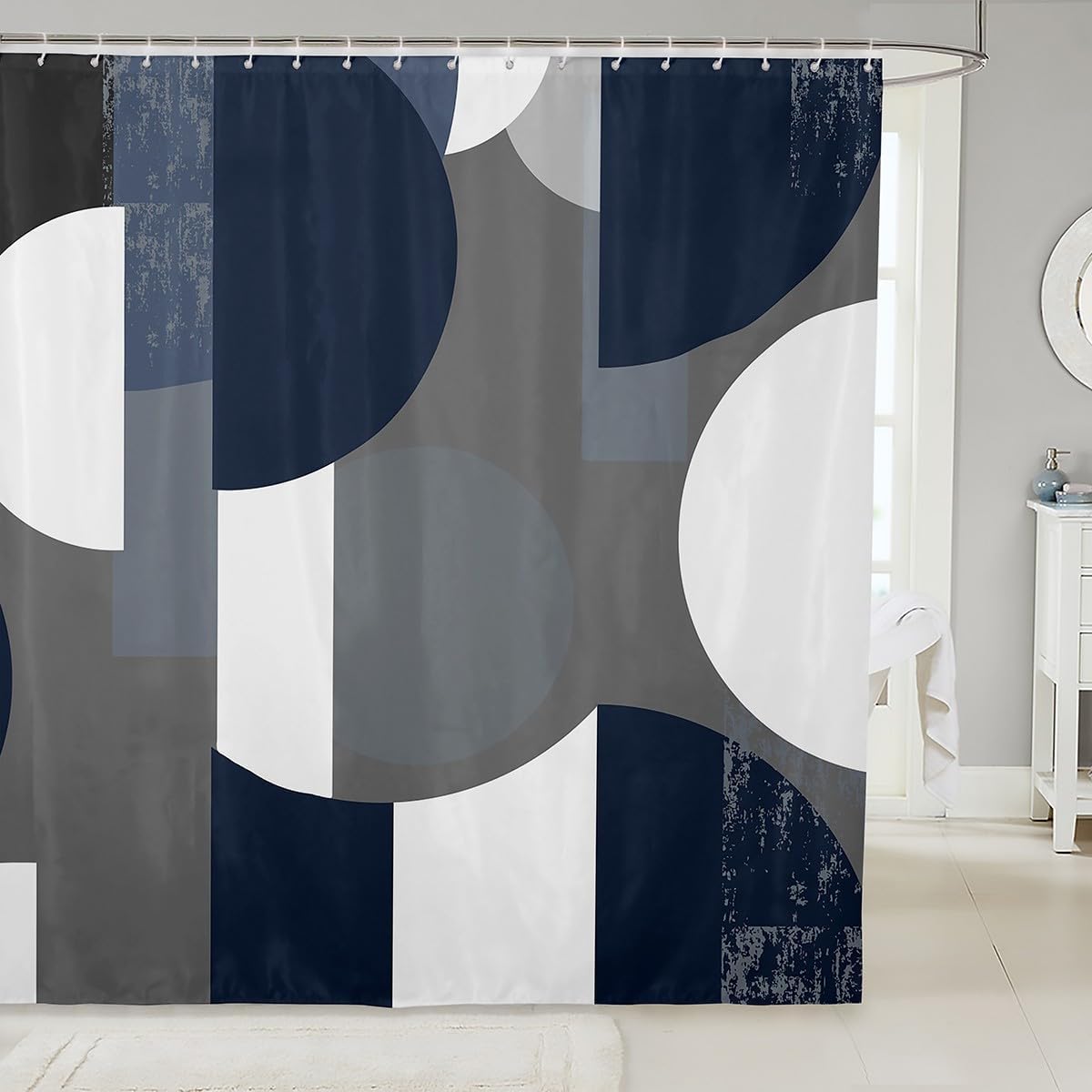 jejeloiu Green Abstract Art Shower Curtain for Bathroom Decor Modern Abstract Bath Curtain for Kids Boys Girls Geometric Bathroom Waterproof Accessories with 12 Hooks Soft 72"x78"