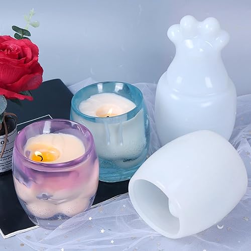 Miniatura 4 de Zayookey Moldes de resina para taza de garra de gato, portavelas, portavelas, molde de resina epoxi, molde de silicona, taza de café, molde de
