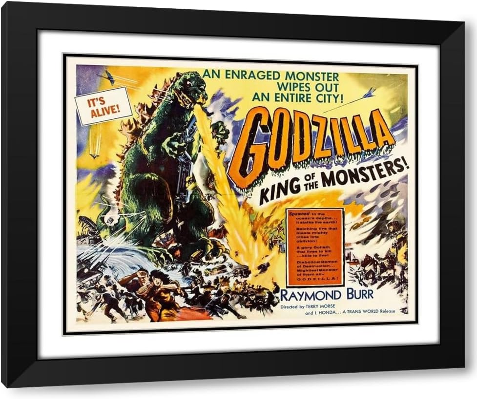 ArtDirect Godzilla, King of the Monsters 18x15 Black Modern Wood Framed with Double Matting Museum Art Print by Hollywood Photo Archive