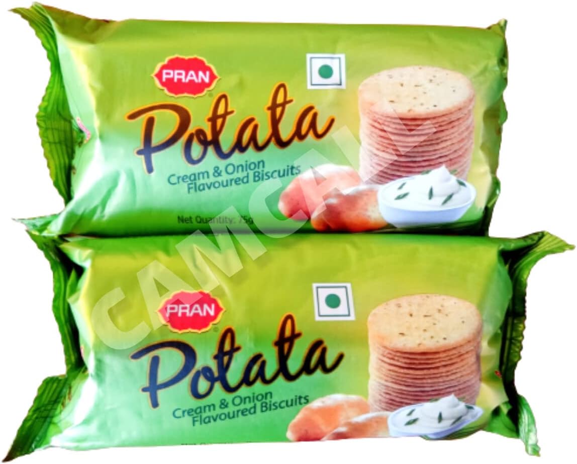Imported Pran Potata Cream & Onion Flavoured Potato Biscuit- 75Gm Pack of 6nos | 1 Pack of Potato Cracker Free
