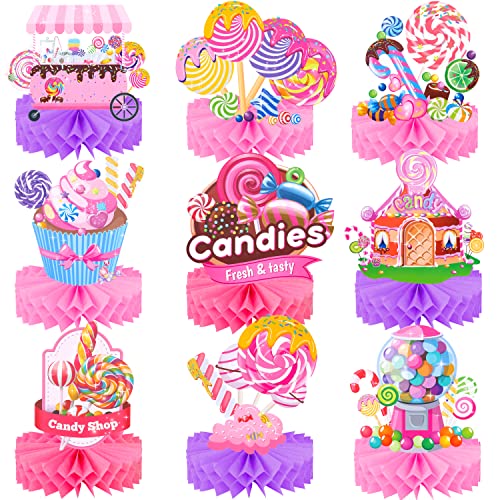 Candyland Party Decoration 10Pcs Candyland Lollipop Table Honeycomb Centerpiece Decorations For Girls Colorful Candy Ice Cream Themed Birthday Party Supplies #TOP27