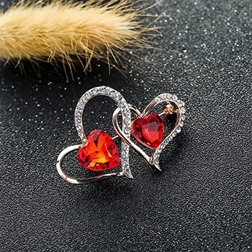 Lngow Heart Brooch For Women Valentine's Day Brooch Pin Elegant Rhinestone Brooches Pins Wedding Party Clothes Fashion Jewelry Accessories Chirstmas Thanksgiving Gift,Red #TOP2