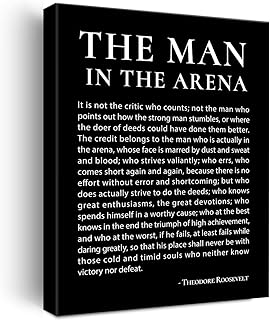 JerLoe Inspirational Canvas Wall Art Motivational the Man in the Arena Quote Canvas Print Positive Speech Quotes Canvas Painting Office Home Wall Decor Framed Gift 12x15 Inches (Black)