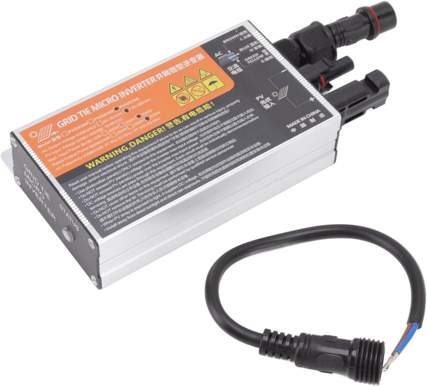Grid Tie Micro Inverter, AC220V 18‑60V High Conversion Rate Solar Micro Inverter Grid Tie for Generation Systems(350W)