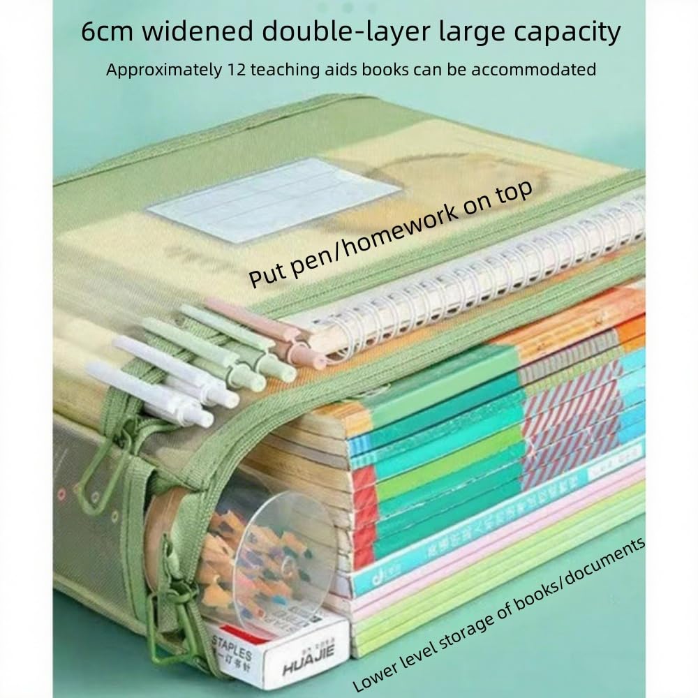 Oaygat 4 Pack A4 Plastic Wallet Folders Wallets Document Folder Pockets Envelopes Waterproof Mesh Book Bag Double Layer File Document Wallets Plastic Wallets Folders - Image 2