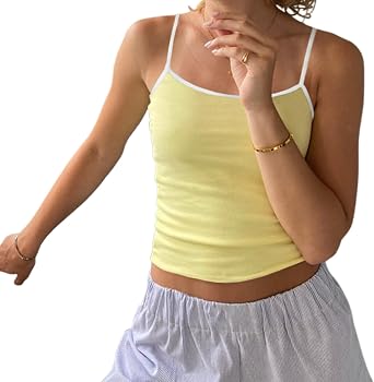 Women Striped Tank Top Y2k Summer Cropped Cami Slim Fit Aesthetic Going Out Tops Vest for Teens