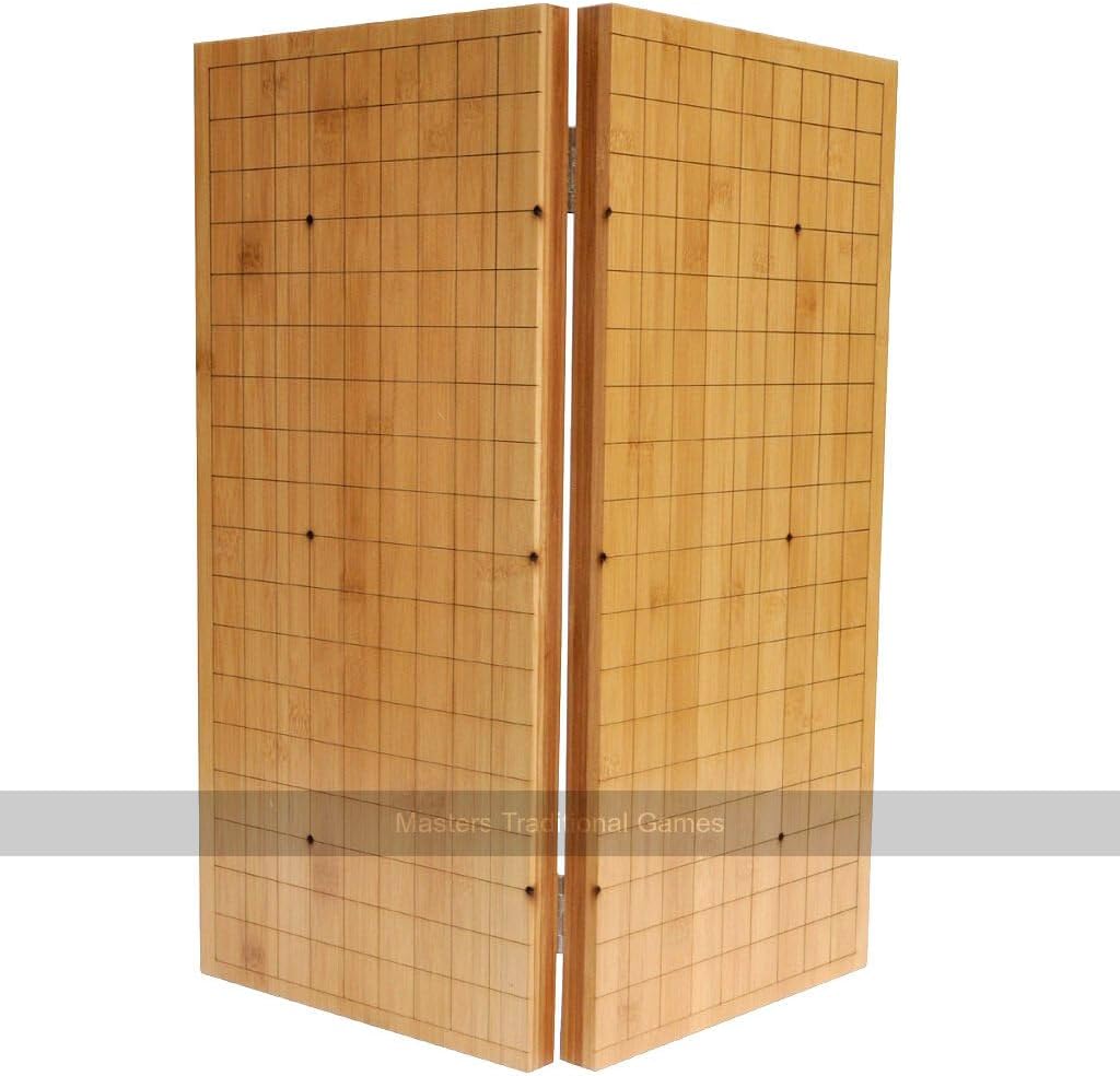 Masters Traditional Games Folding Bamboo Go Board - 19x19, Hinged with Indented Lines, Perfect for Traditional Go Games, Ages 8+