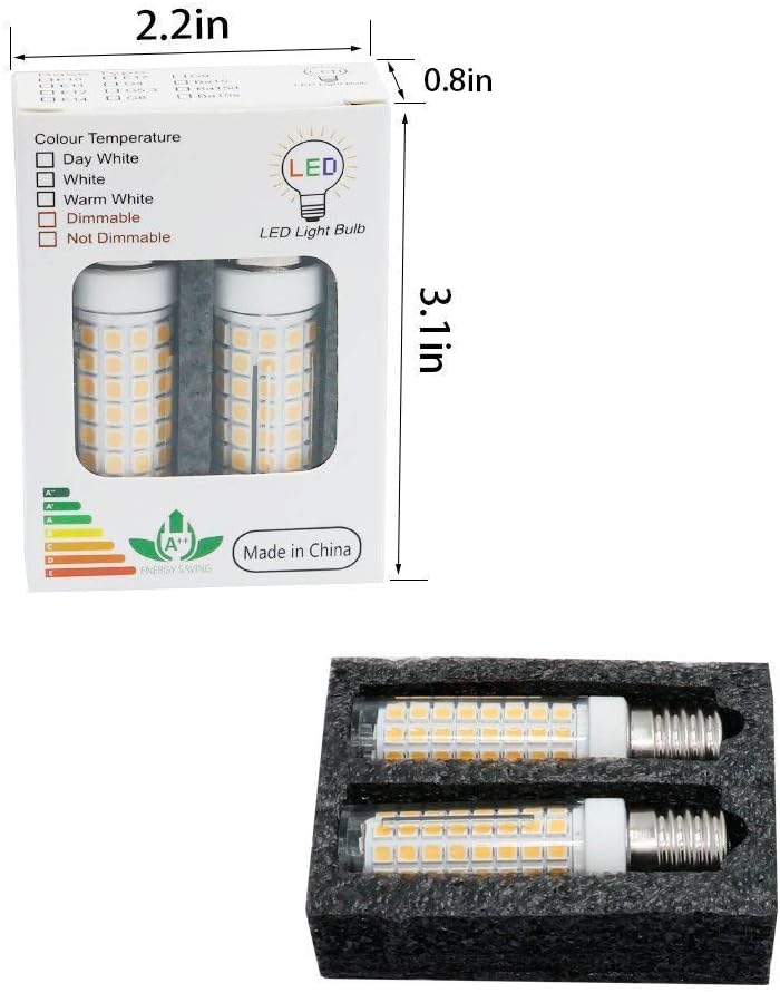 E17 LED Bulb,Dimmable 8W,80W Halogen Bulb Equivalent，800Lm, AC120V,E17 Bulb Warm White 3000k, for Over Counter Microwave Ovens (Pack of 2)