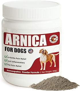 Arnica for Dogs, Pain Relief Medicine for Hip & Joint Pain, Arthritis Pain Relief Killer for Dog Cat, Anti Inflammatory, Help Reduce Muscle Joint & Hip Soreness Stiffness, Natural Powder Formula, 100g