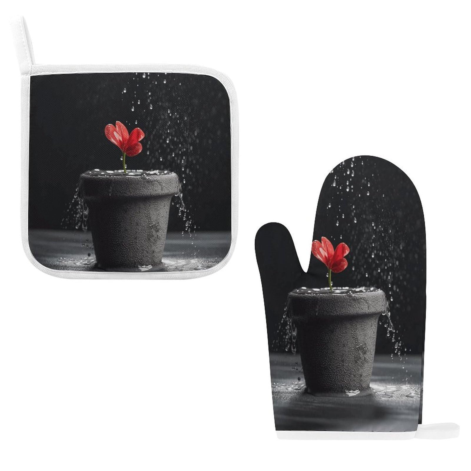 Fodpand Style Flowers In Pot Oven Mitts And Pot Holders Sets