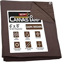 Vista 1 de Mytee Products Lona de lona marrón oscuro de 6 x 8 pies de 12 onzas, resistente al agua y transpirable, lonas resistentes, cubierta de lona