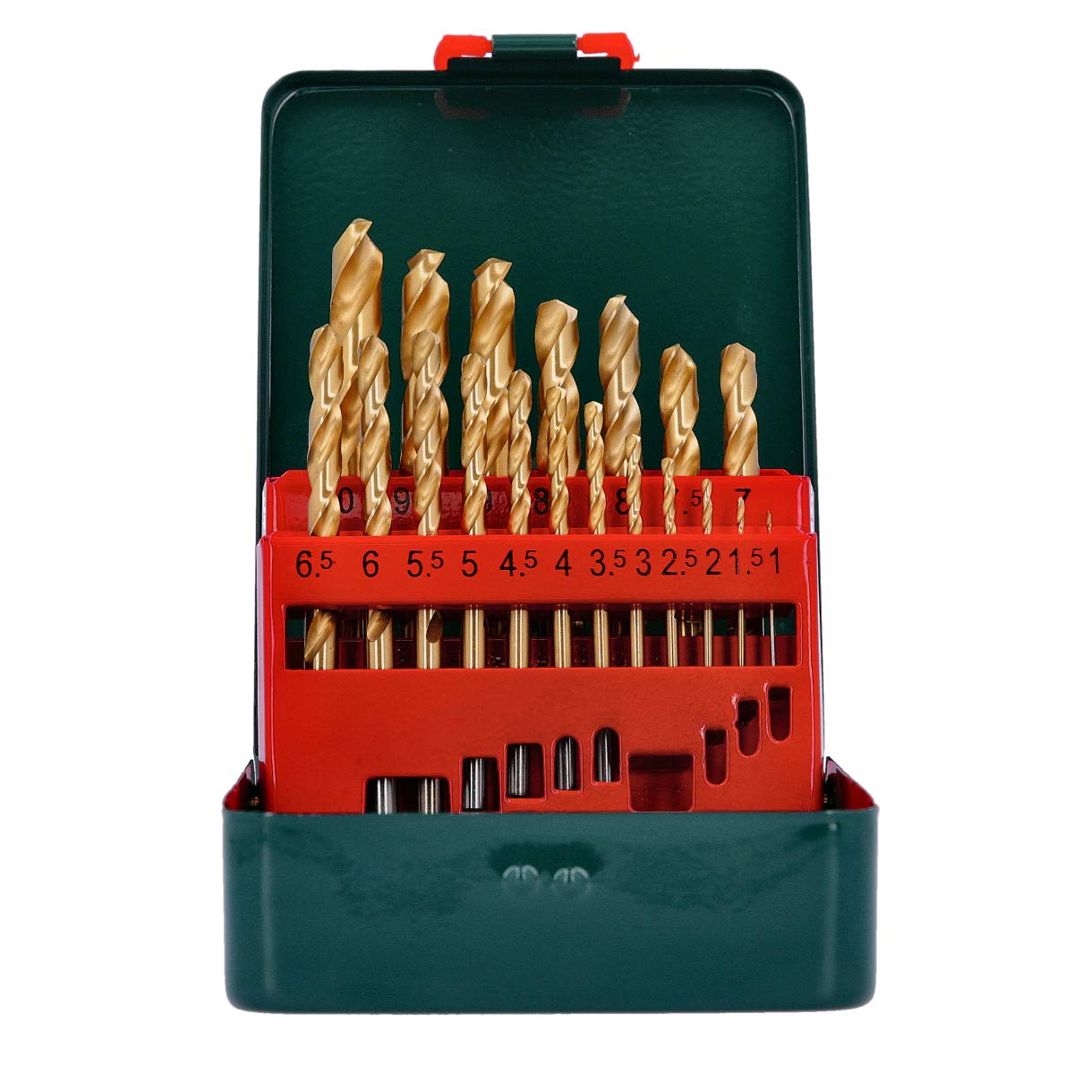 Metabo 627156000 HSS-TIN Twist Drills (19 pcs.), Green, Set of 19 Pieces