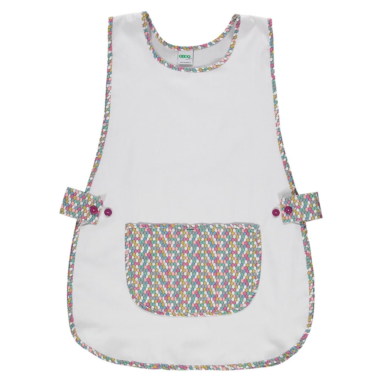 Siry Work Grembiule Scuola Infanzia, Cucina Donna, Taglia Unica, Regolabile in Vita con Due Bottoni che lo Rendono Facile da Indossare, Made in Italy, Art. Dalia (F50-BIANCO)