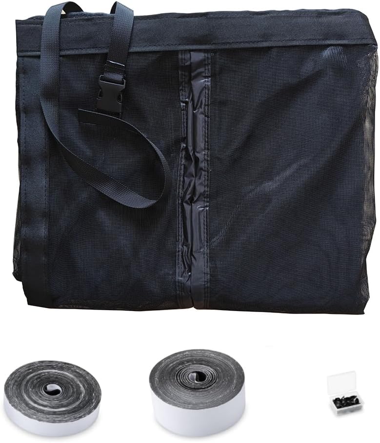 9x7 Ft Garage Magnetic Screen Doors for 1 Car Garage, Adjustable Buckle, Double Opening, Easy Assembly Widen Top Net Mesh Curtain, Black